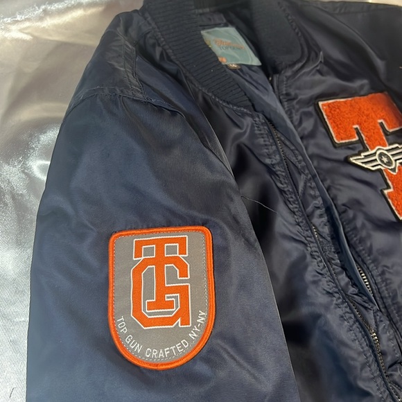 Navy Blue Top Gun Aviator Bomber Flight Jacket - Juniors Size 14 - Picture 14 of 17